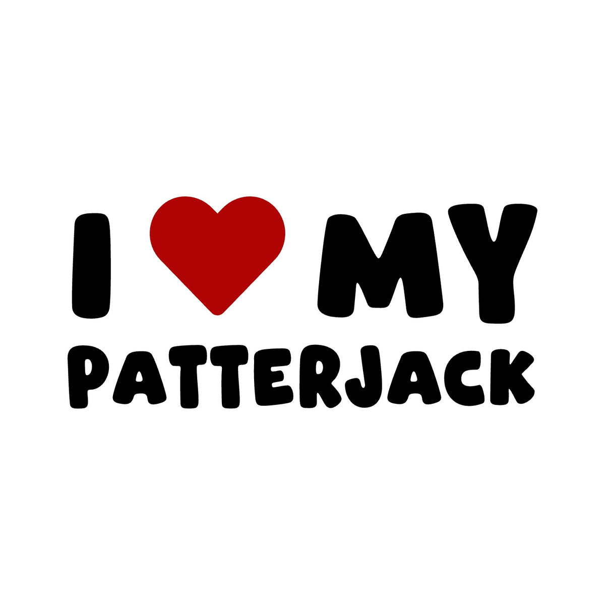 Patterjack – I LOVE MY DOG Sticker – Car Window Decal – black sticker design on white background