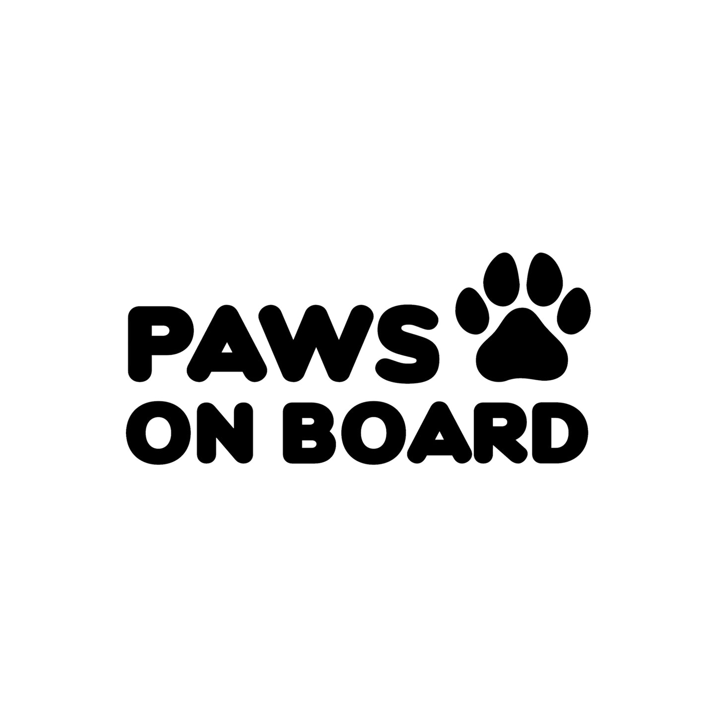 Black Paws on Board vinyl sticker decal on a white background.