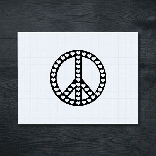 Black Peace Sign with Hearts vinyl sticker
