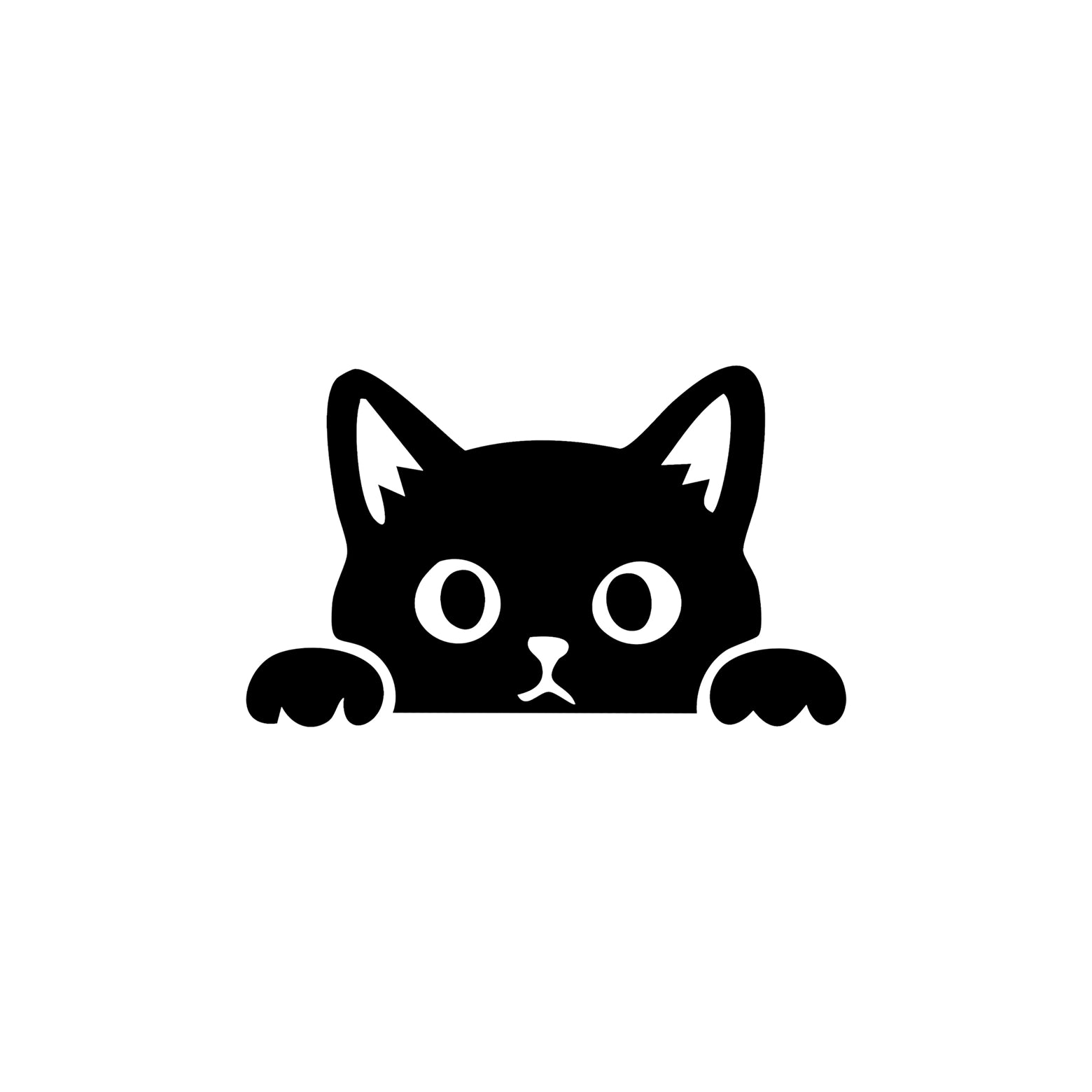 Black peeking cat vinyl sticker design on a white background.