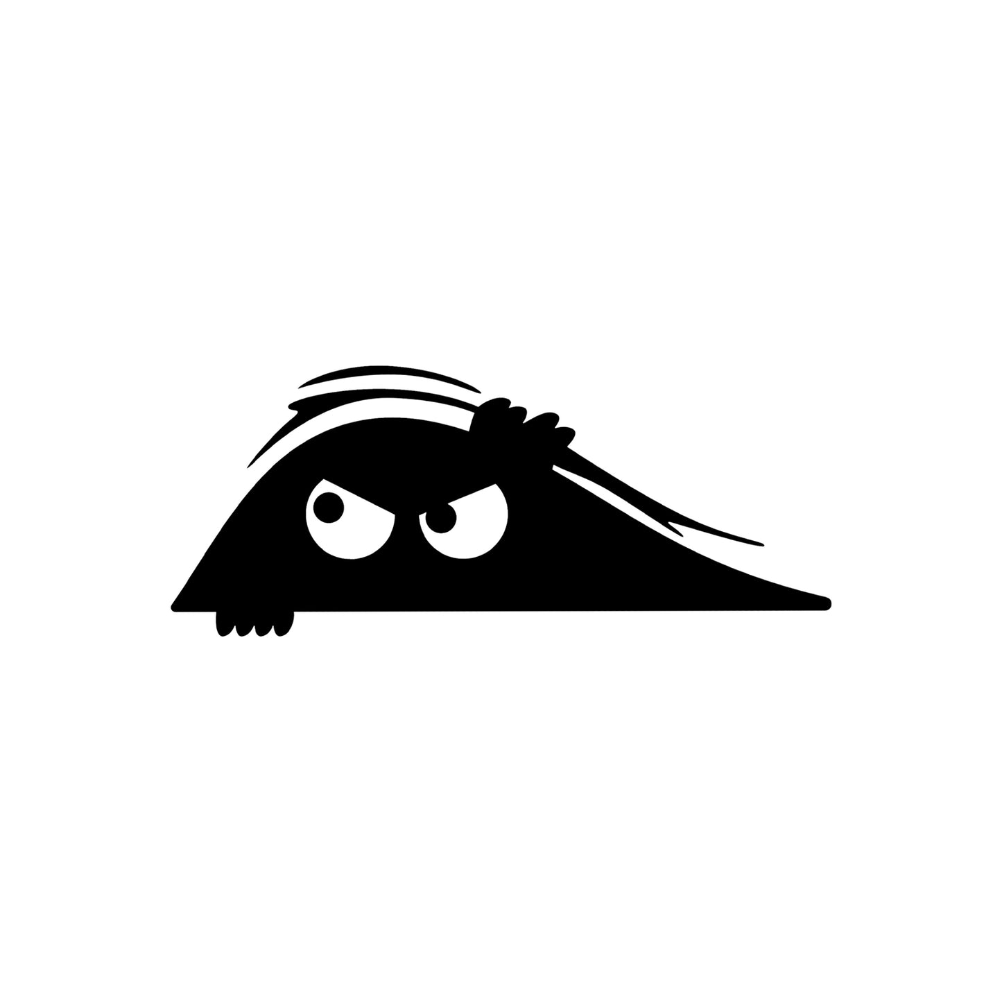 Black peeking monster vinyl sticker decal on a white background.