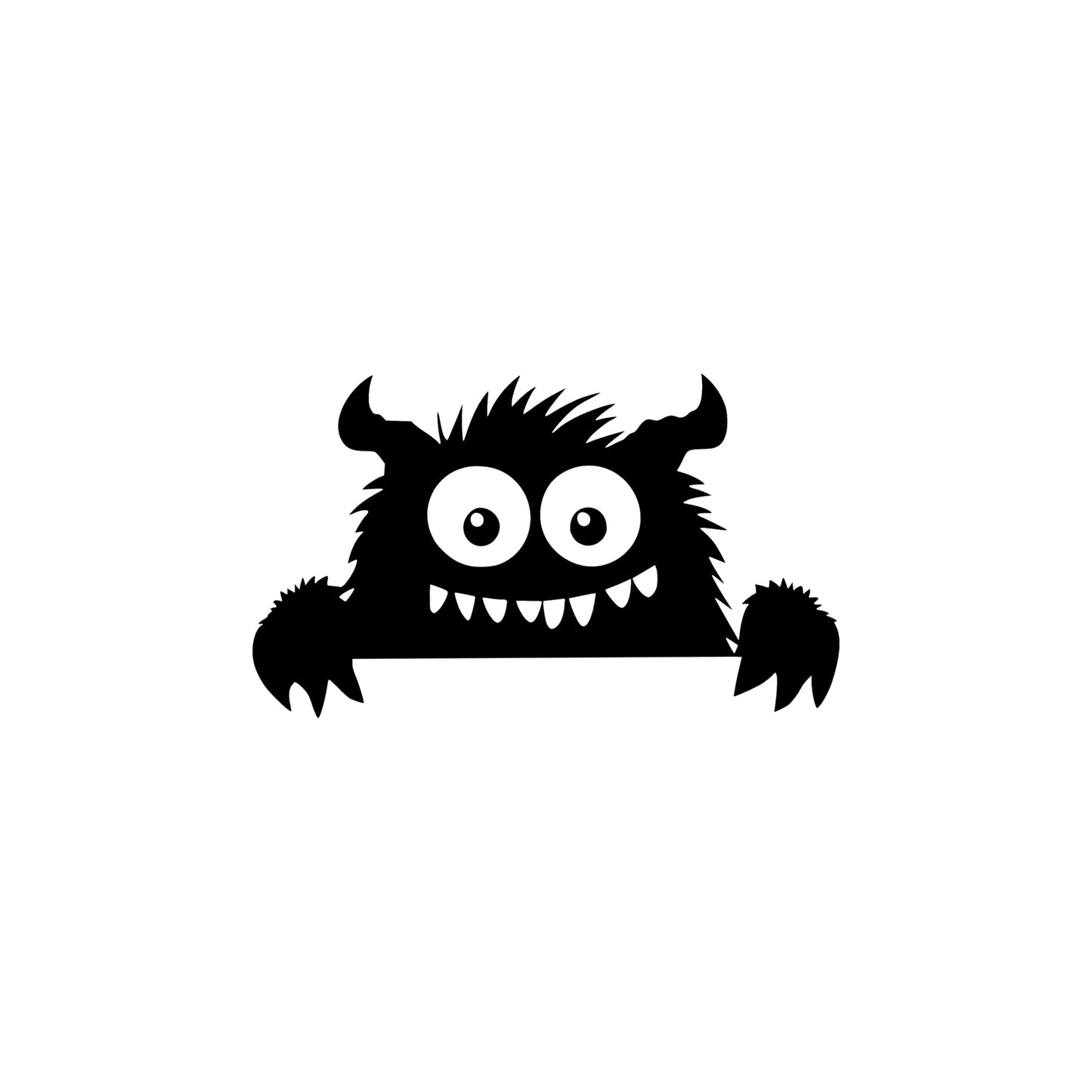 Black Peeking Monster vinyl sticker design on a white background.