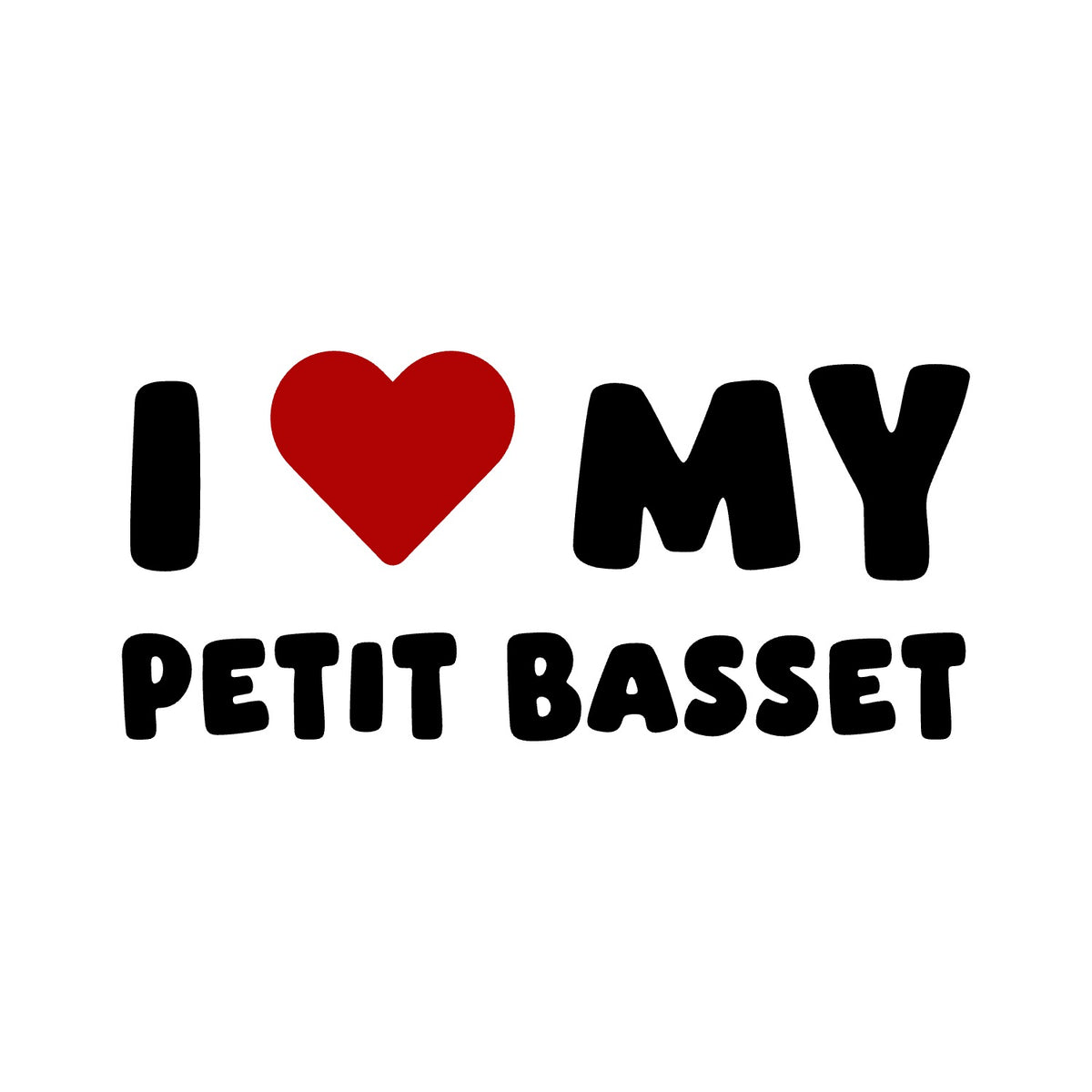 Petit Basset – I LOVE MY DOG Sticker – Car Window Decal – black sticker design on white background