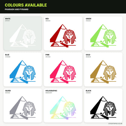 Vinyl colour options for Pharaoh and Pyramid vinyl sticker