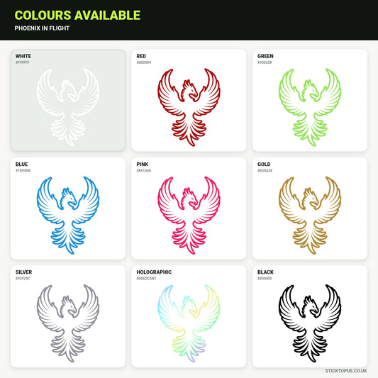 Vinyl colour options for Phoenix in Flight vinyl sticker