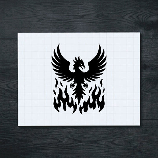 Black Phoenix Rising from Flames vinyl sticker
