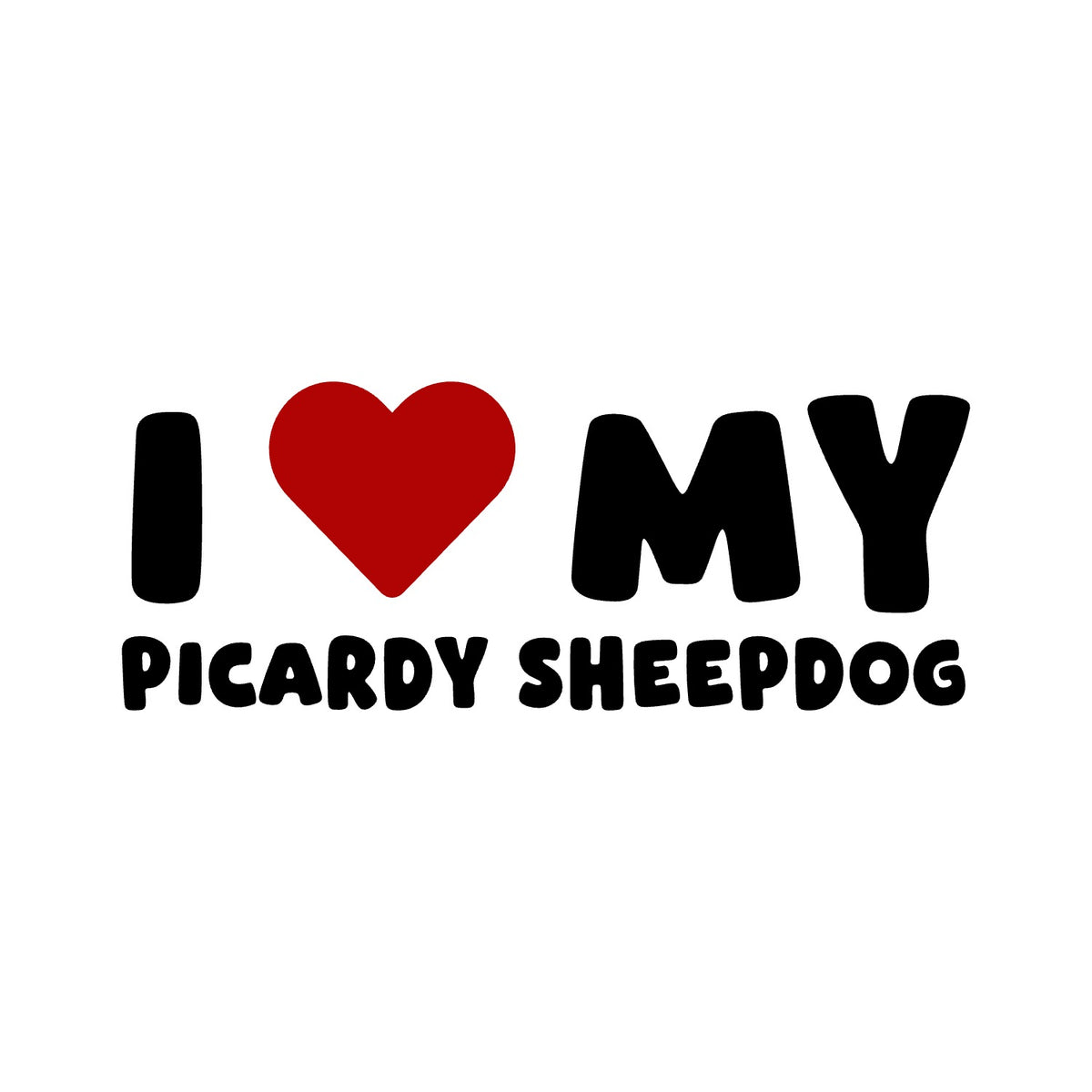 Picardy Sheepdog – I LOVE MY DOG Sticker – Car Window Decal – black sticker design on white background