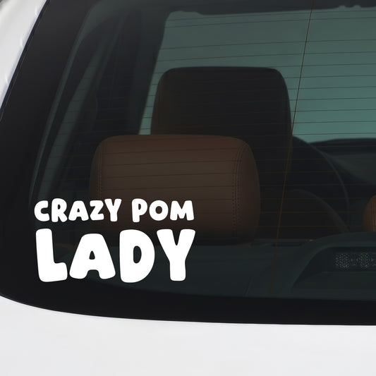 Pom – CRAZY DOG LADY Sticker – Car Window Decal – White vinyl car/window decal mockup