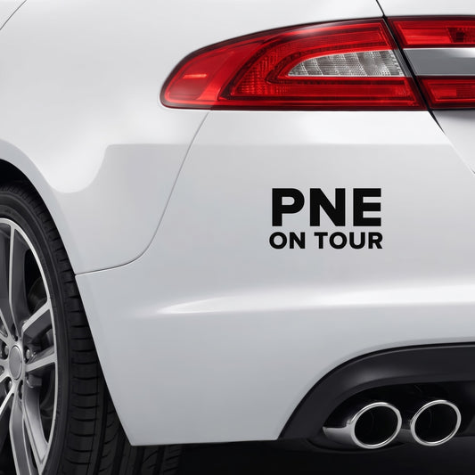 Preston North End – PNE ON TOUR Sticker – Car Window Decal – Black vinyl bumper decal on car