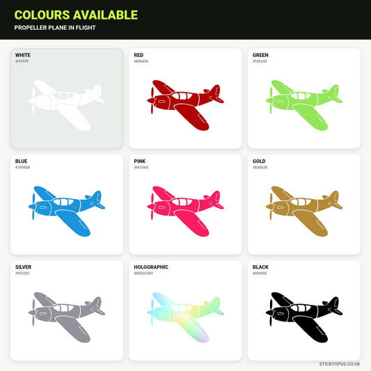 Vinyl colour options for Propeller Plane in Flight vinyl sticker