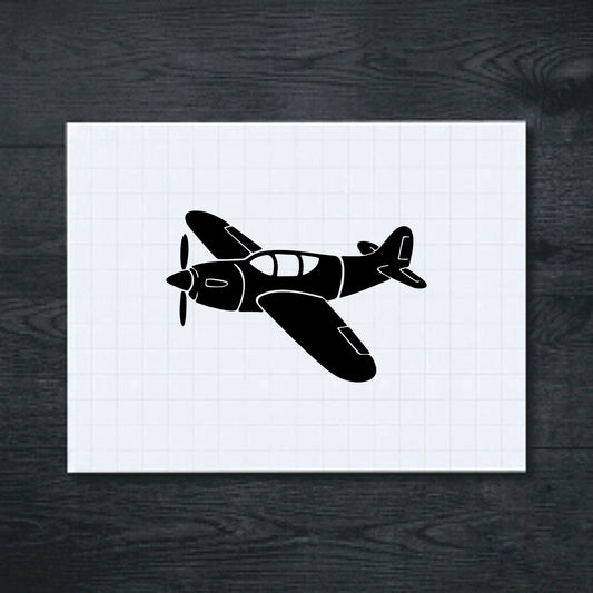 Black Propeller Plane in Flight vinyl sticker