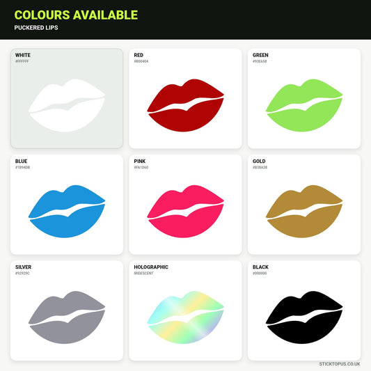 Vinyl colour options for Puckered Lips vinyl sticker