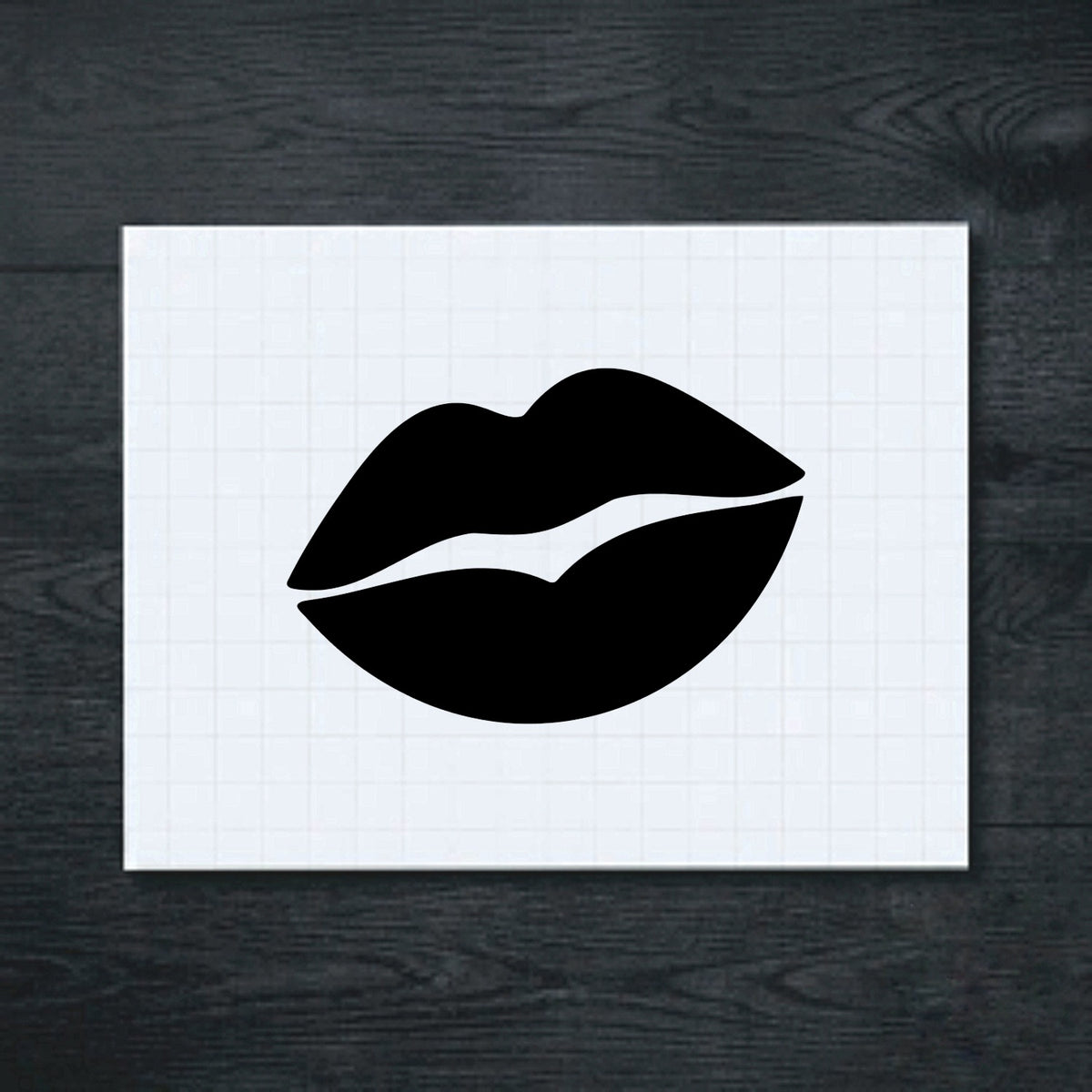 Black Puckered Lips vinyl sticker