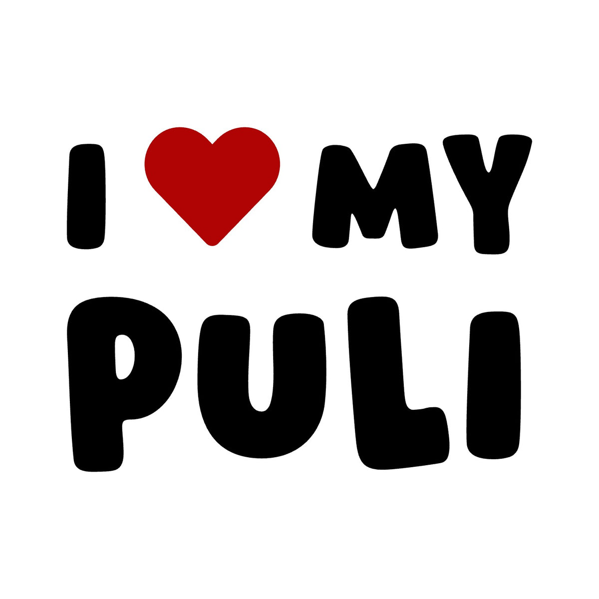 Puli – I LOVE MY DOG Sticker – Car Window Decal – black sticker design on white background