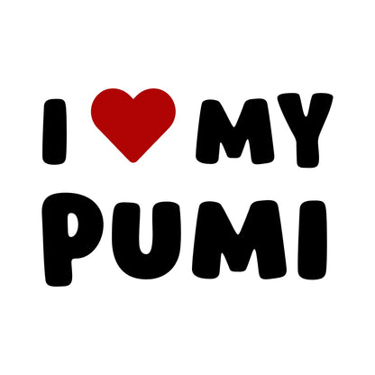 Pumi – I LOVE MY DOG Sticker – Car Window Decal – black sticker design on white background