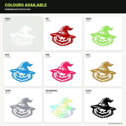 Vinyl colour options for Pumpkin with Witch Hat vinyl sticker