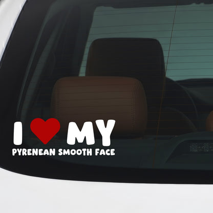 Pyrenean Sheepdog (Smooth Faced) – I LOVE MY DOG Sticker – Car Window Decal – White vinyl car/window decal mockup