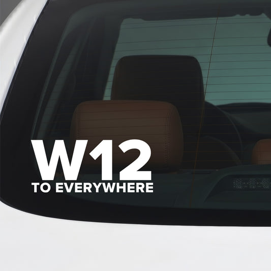 Queens Park Rangers – W12 TO EVERYWHERE Sticker – Car Window Decal – White vinyl car window sticker