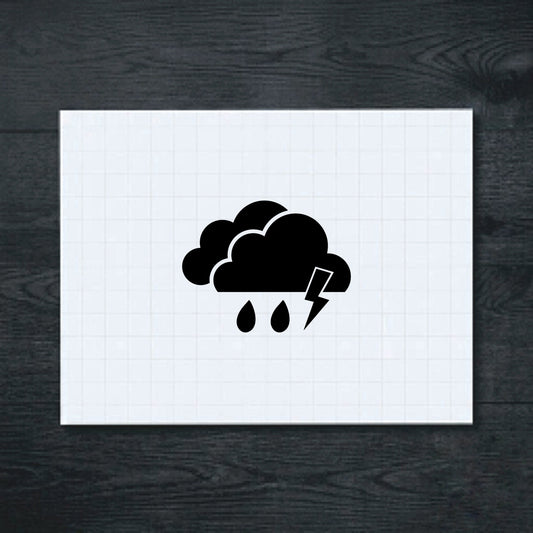 Black rain cloud with lightning vinyl sticker