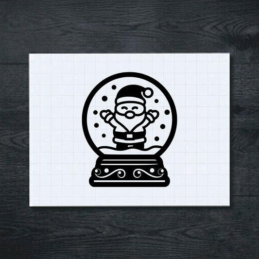 Black raised-arms Santa in a snow globe vinyl sticker