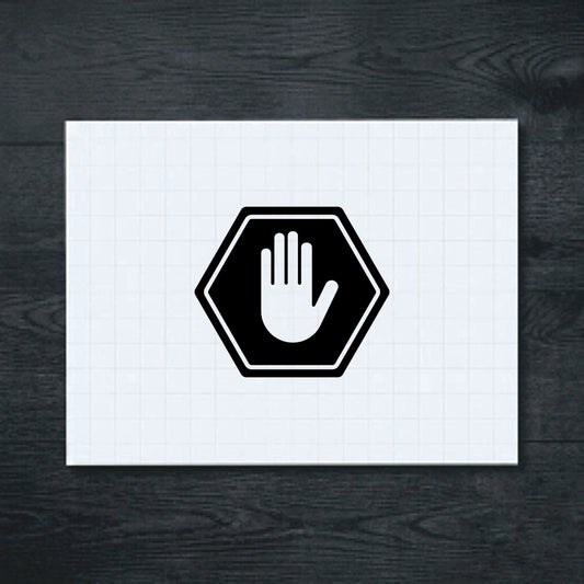 Black raised hand stop sign vinyl sticker