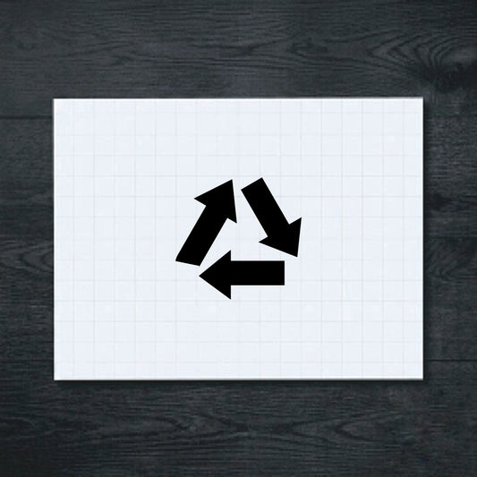 Black three interlocking arrows vinyl sticker