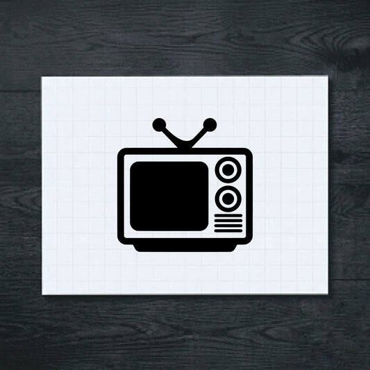 Black bold classic television silhouette vinyl sticker