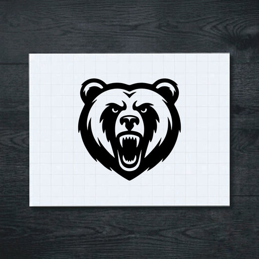 Black Roaring Bear Head vinyl sticker