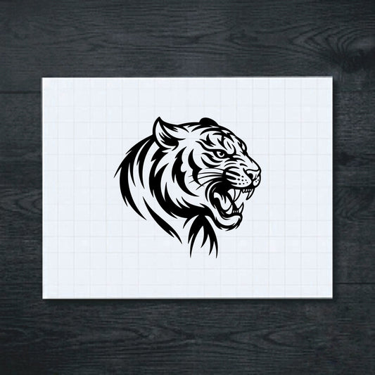 Black Roaring Tiger vinyl sticker