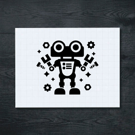 Black robot vinyl sticker