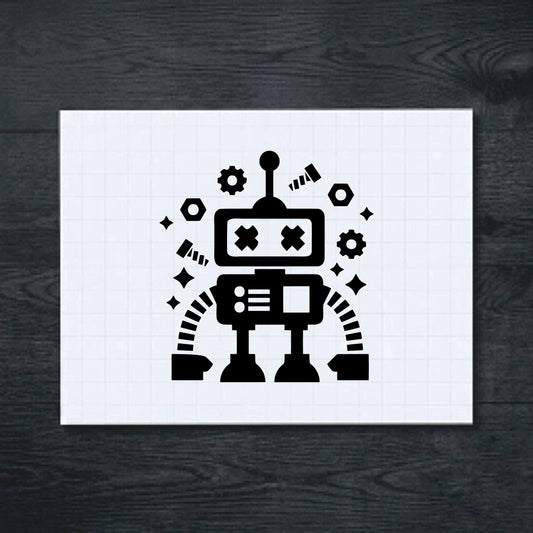 Black robot vinyl sticker