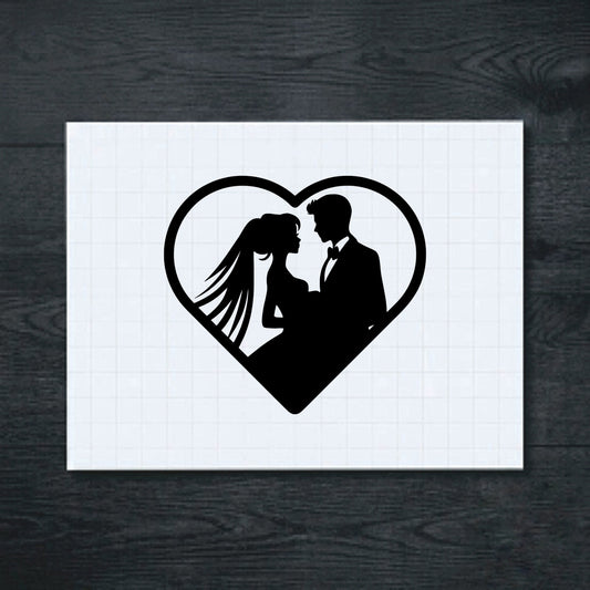 Black Romantic Couple Heart vinyl sticker