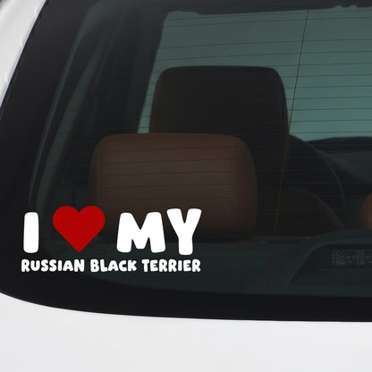 Russian Black Terrier – I LOVE MY DOG Sticker – Car Window Decal – White vinyl car/window decal mockup