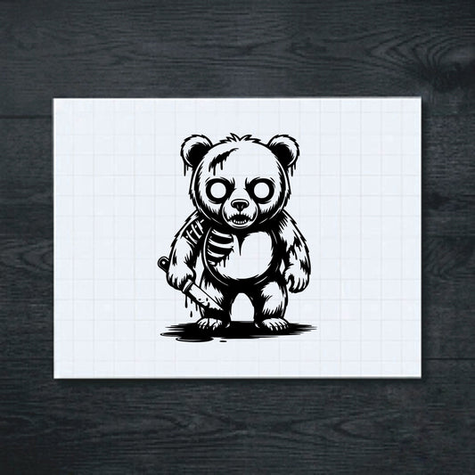 Black scary bear vinyl sticker