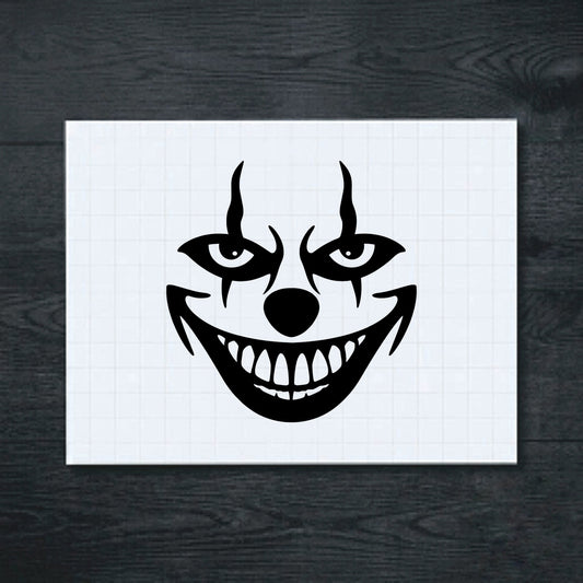 Black sinister clown face vinyl sticker