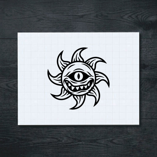 Black Scary One-Eyed Sun vinyl sticker