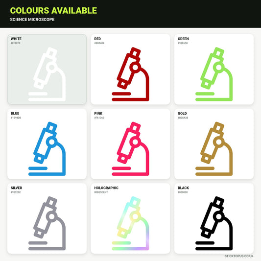 Vinyl colour options for Science Microscope vinyl sticker