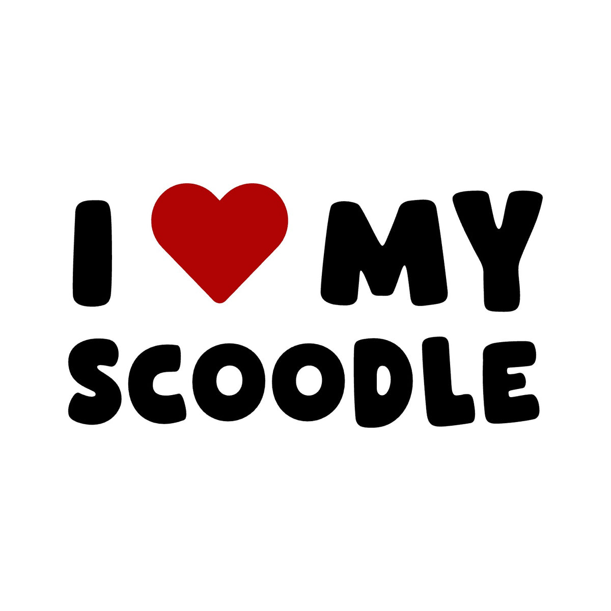 Scoodle – I LOVE MY DOG Sticker – Car Window Decal – black sticker design on white background