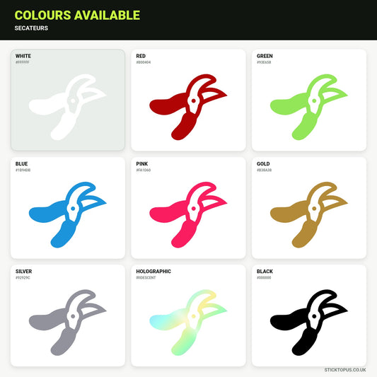 Vinyl colour options for Secateurs vinyl sticker