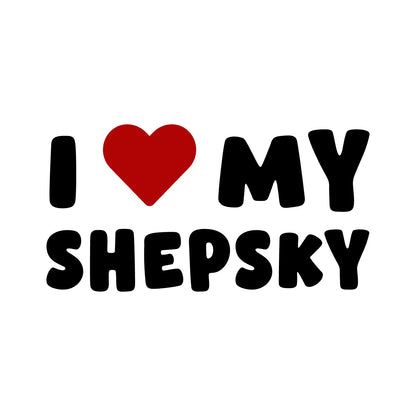 Shepsky – I LOVE MY DOG Sticker – Car Window Decal – black sticker design on white background