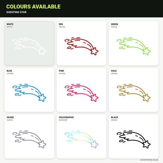 Vinyl colour options for shooting star vinyl sticker