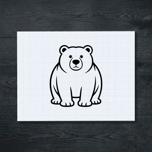 Black front-facing bear vinyl sticker