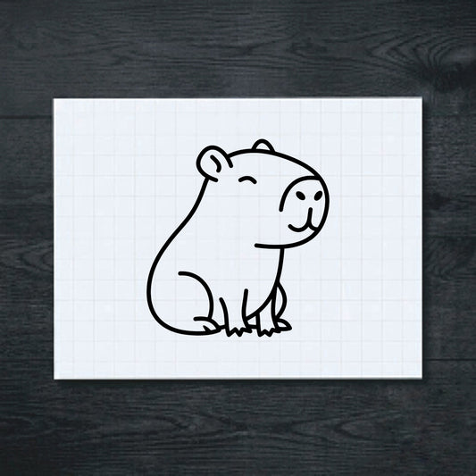 Black sitting capybara vinyl sticker