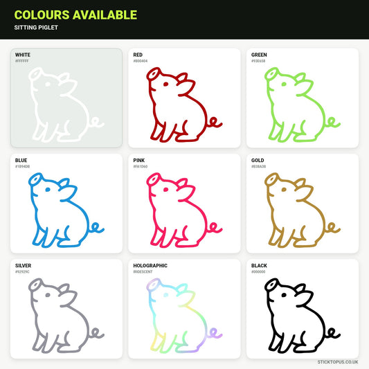 Vinyl colour options for sitting piglet vinyl sticker