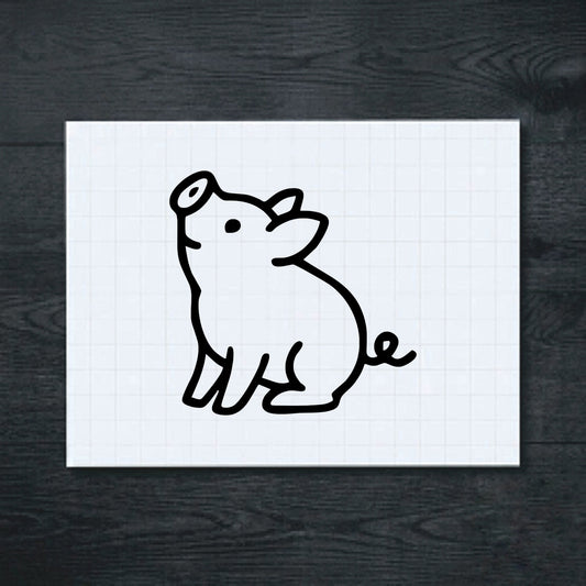 Black sitting piglet vinyl sticker