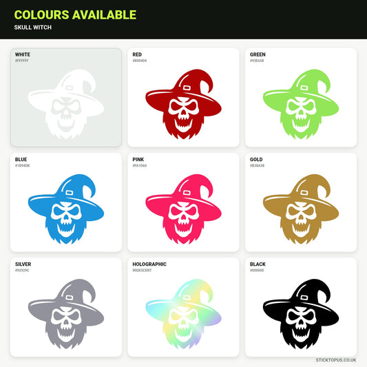 Vinyl colour options for Skull Witch vinyl sticker