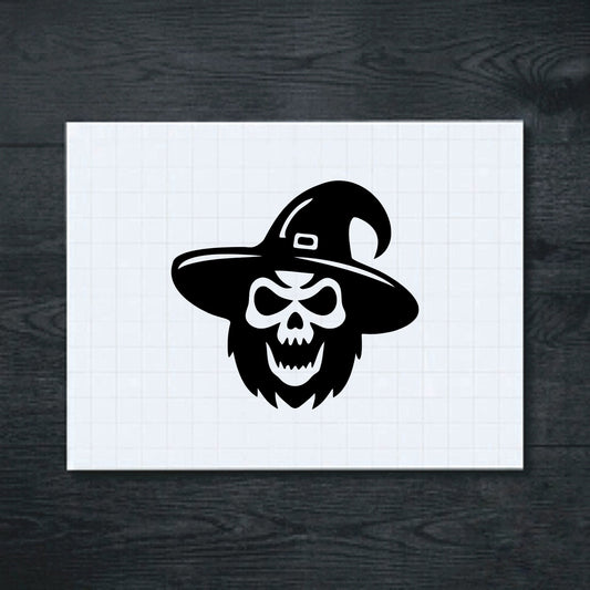 Black Skull Witch vinyl sticker