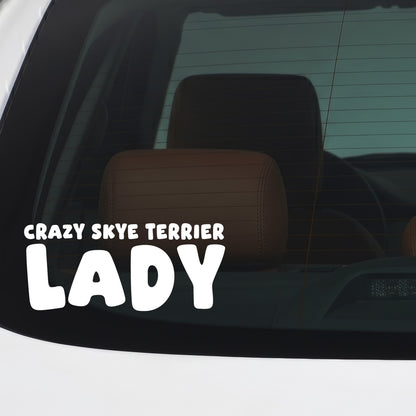 Skye Terrier – CRAZY DOG LADY Sticker – Car Window Decal – White vinyl car/window decal mockup