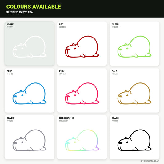 Vinyl colour options for Sleeping Capybara vinyl sticker