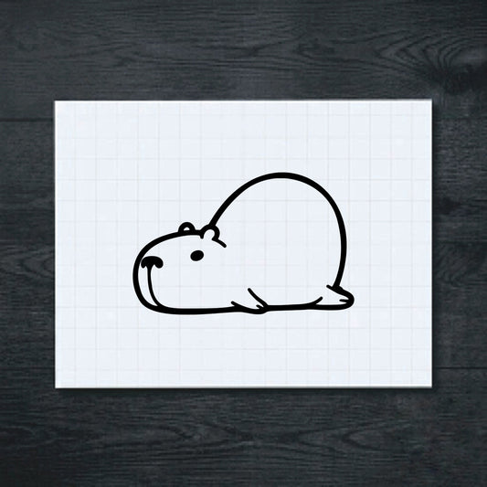Black Sleeping Capybara vinyl sticker